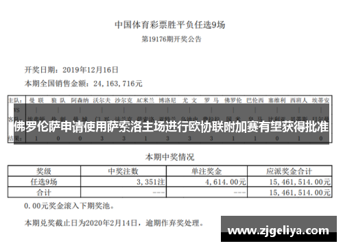 佛罗伦萨申请使用萨索洛主场进行欧协联附加赛有望获得批准